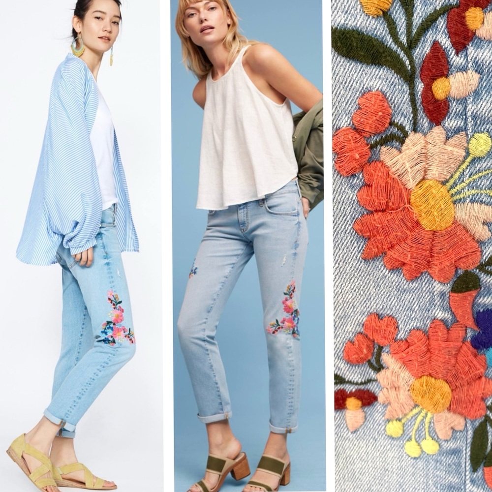 Anthro Pilcro And The Letterpress floral jeans